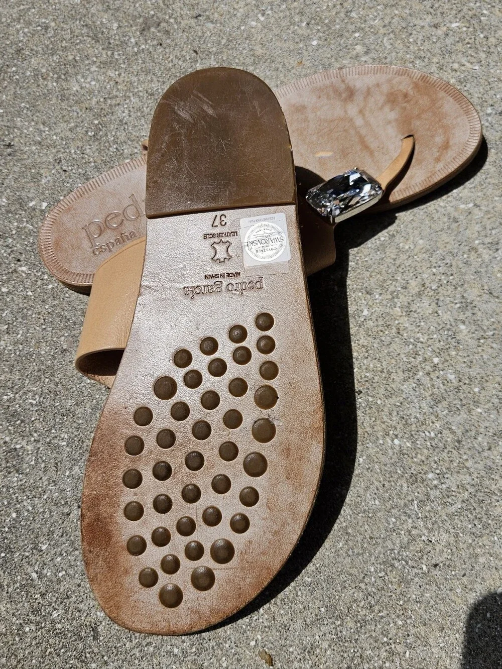 Pedro Garcia Espana Womens Thong Sandals Size 7 EUR 37 Swarovski Crystals Brown